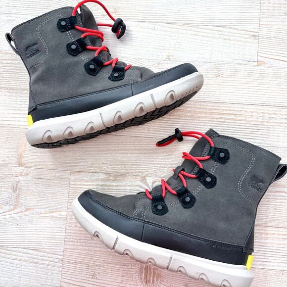 Sorel Youth Explorer Lace Winter Boot |‎ Grey/Red Size 6 - Picture 1 of 7